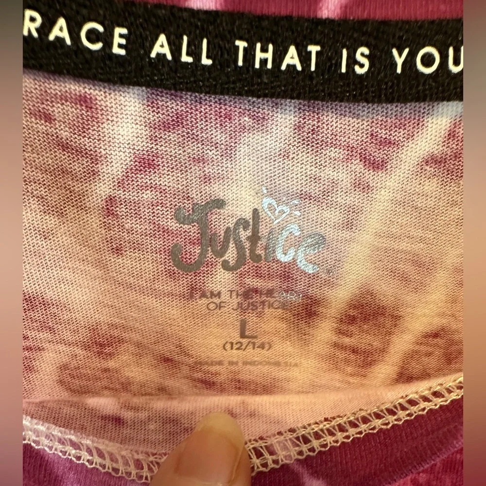 Girls JUSTICE Pink Sequin Graphic Tie Dye Short Sleeve T Shirt Size Large